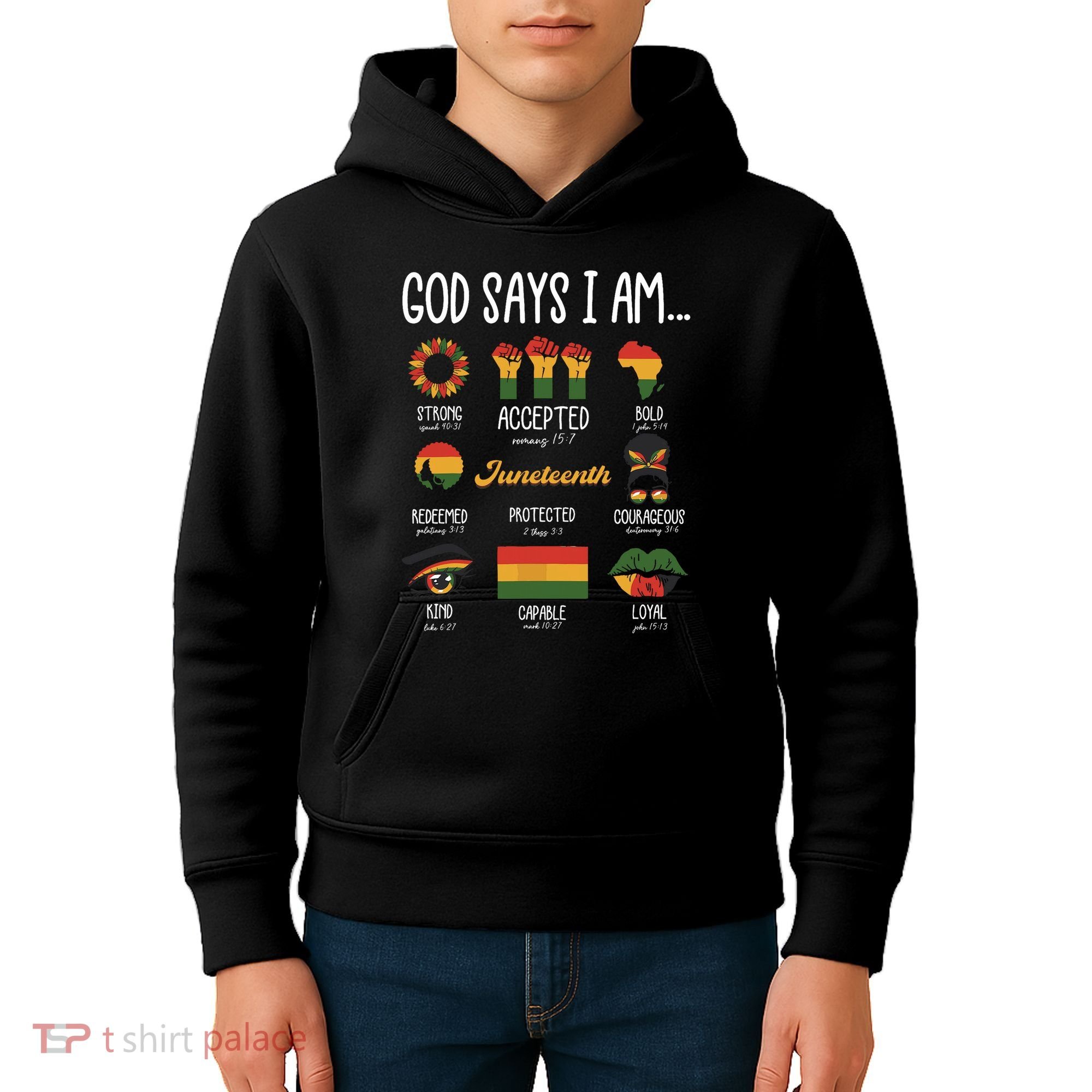 Juneteenth God Says I Am Celebrating Black Freedom 1865 Kids Hoodie