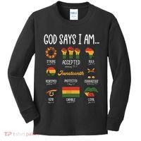 Juneteenth God Says I Am Celebrating Black Freedom 1865 Kids Long Sleeve Shirt thumb 0
