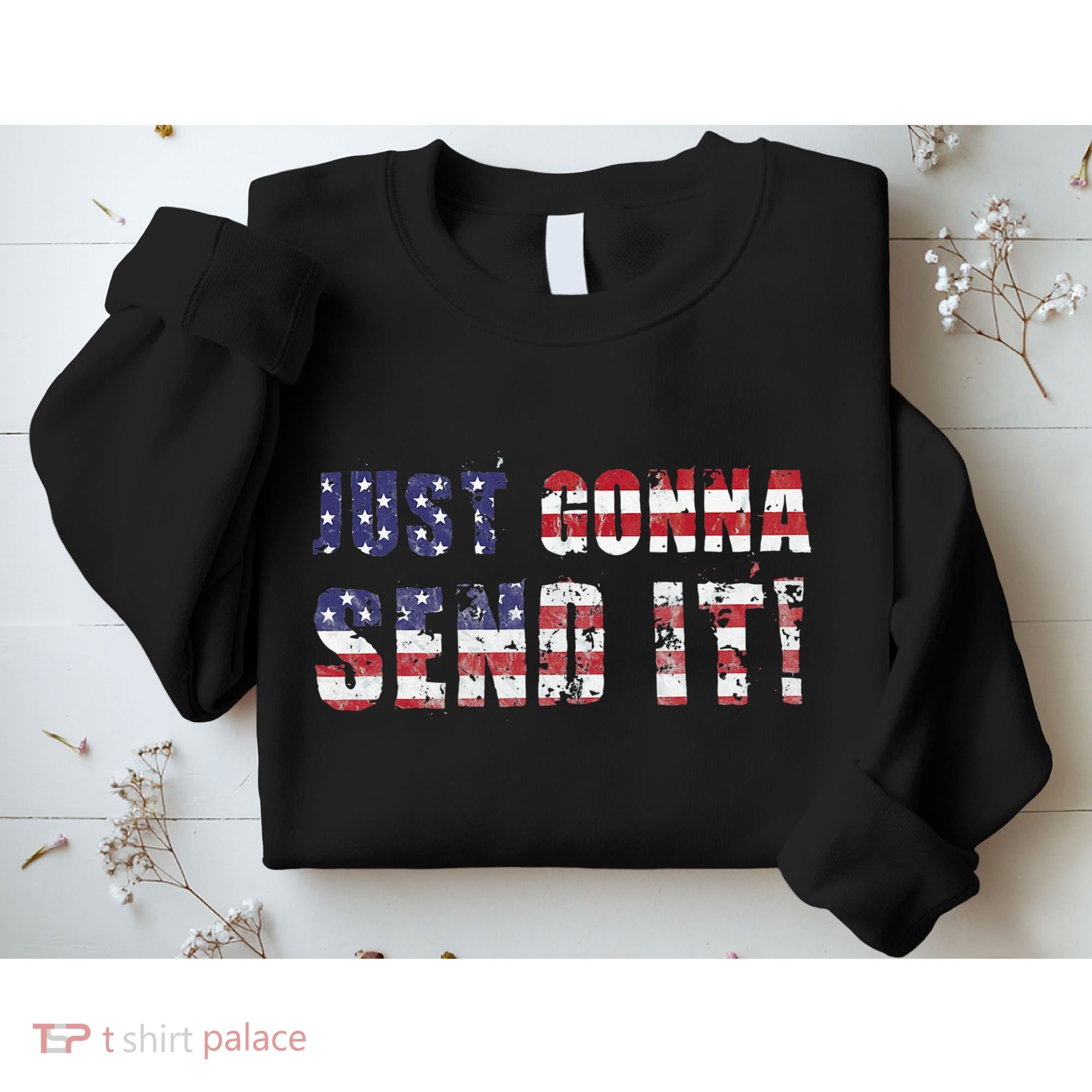 Just Gonna Send It Funny Patriotic Saying Distressed Sweatshirt