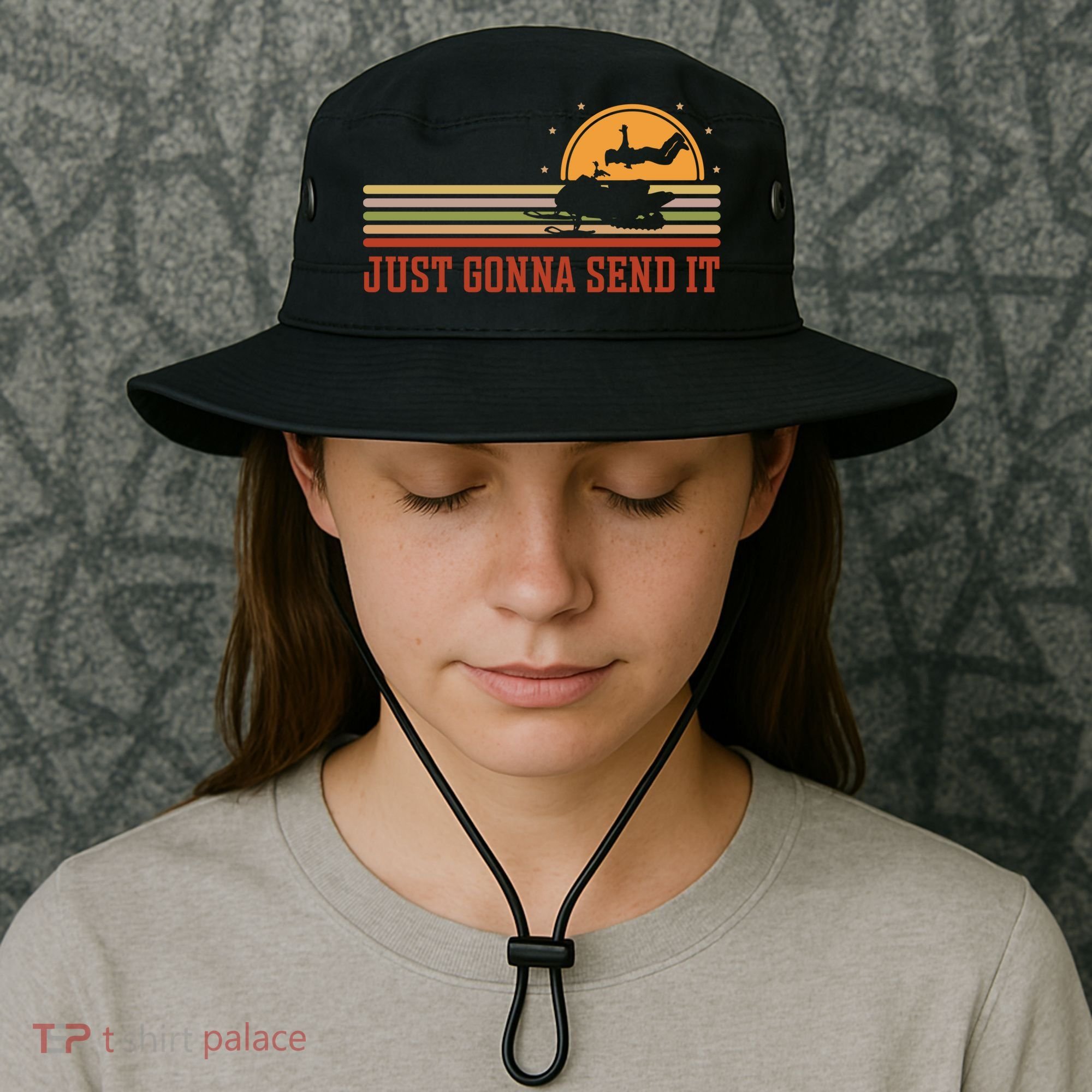 Just Gonna Send It For A Snowmobile Rider Snowmobile Meaningful Gift Bucket Hat