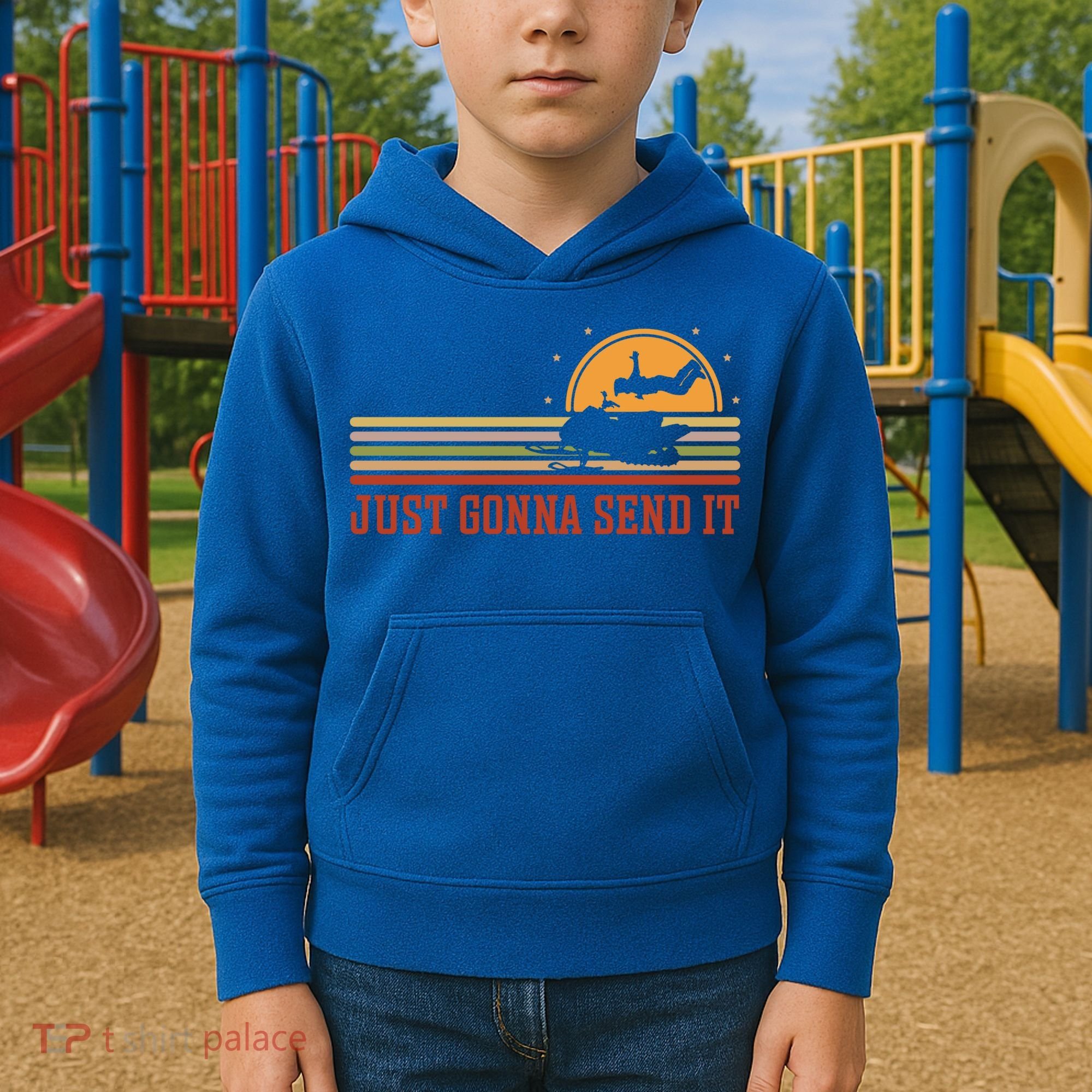 Just Gonna Send It For A Snowmobile Rider Snowmobile Meaningful Gift Kids Hoodie