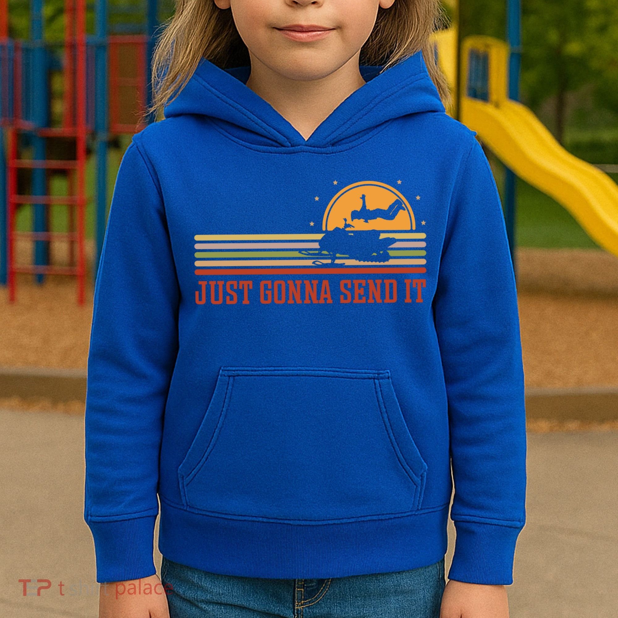 Just Gonna Send It For A Snowmobile Rider Snowmobile Meaningful Gift Kids Hoodie