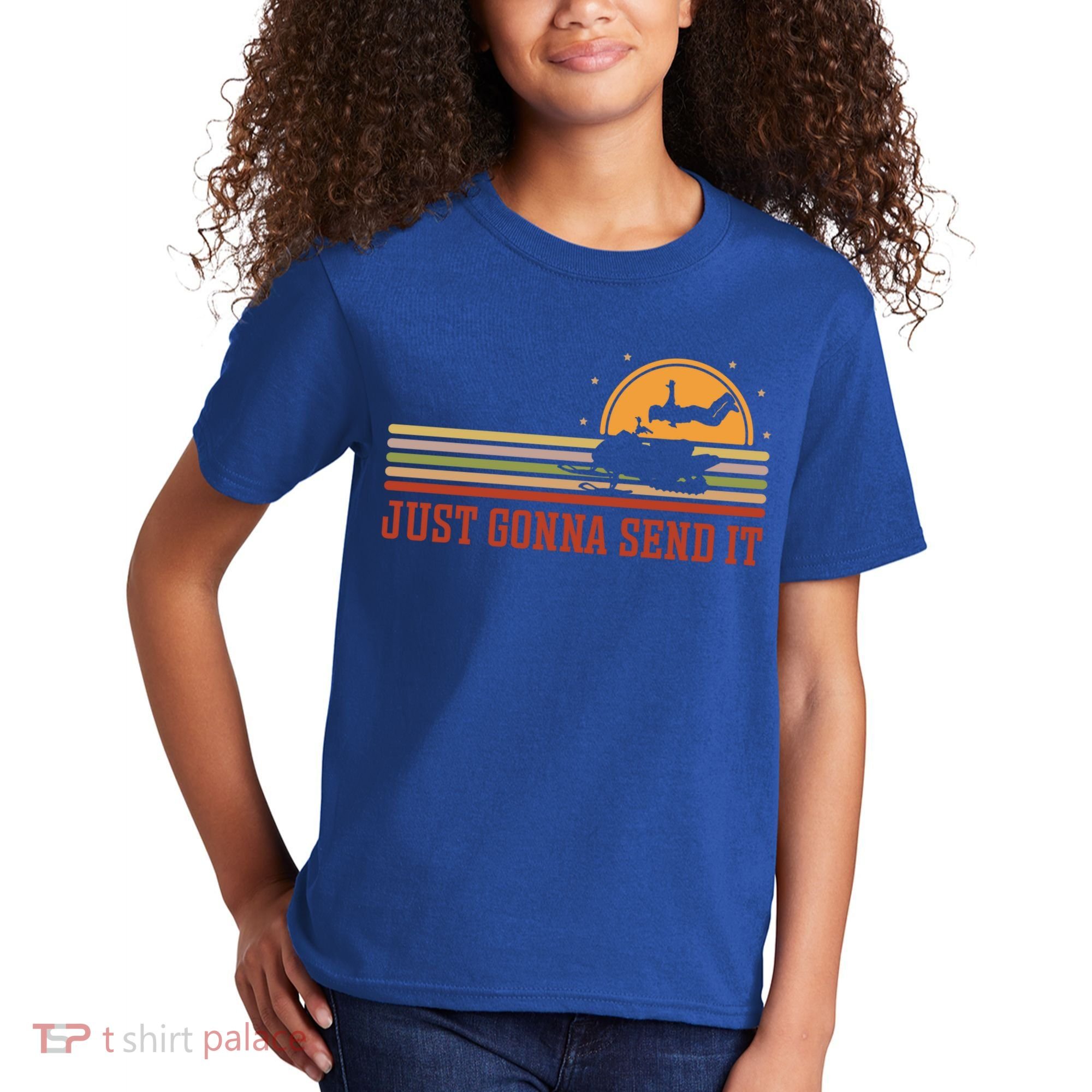 Just Gonna Send It For A Snowmobile Rider Snowmobile Meaningful Gift Kids T-Shirt