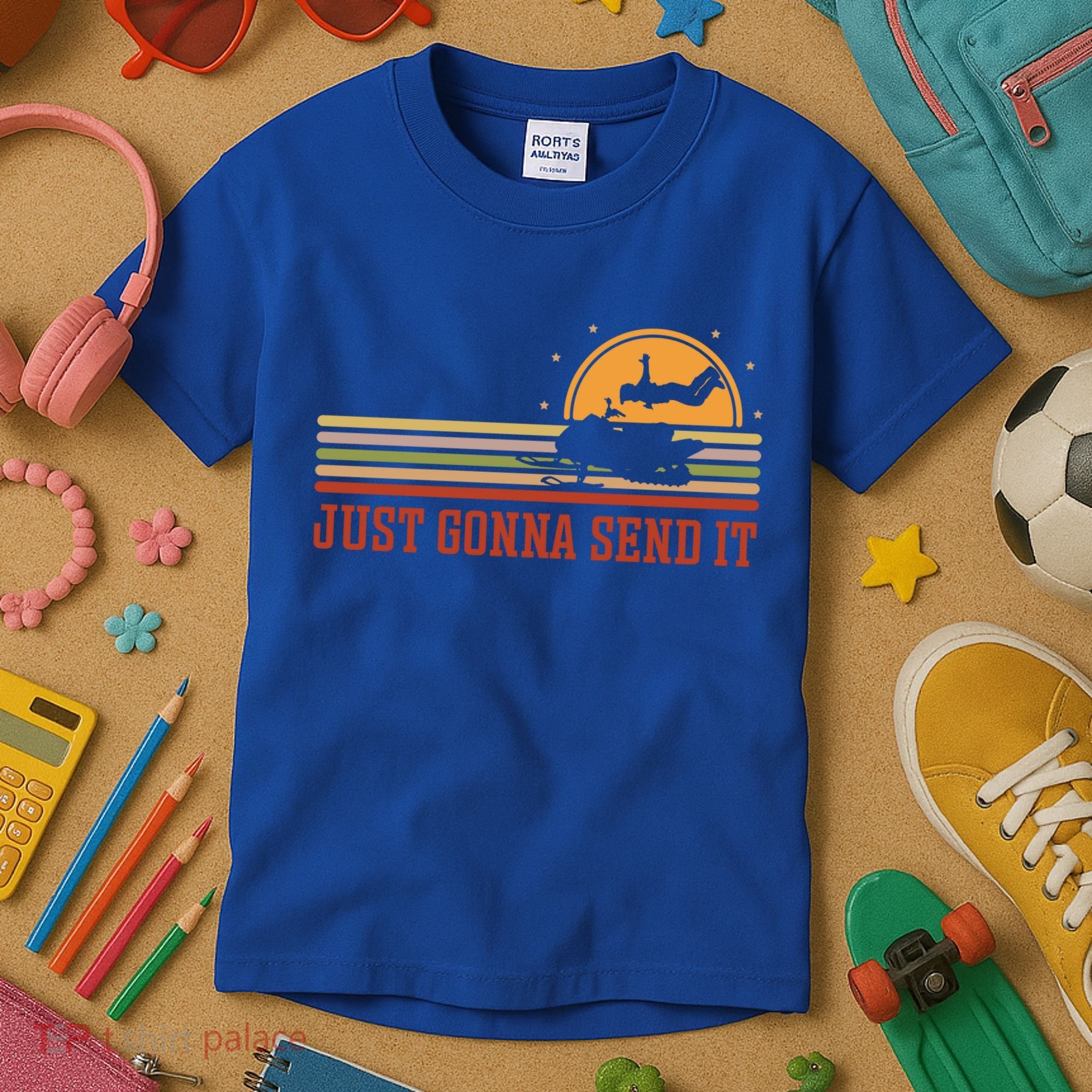 Just Gonna Send It For A Snowmobile Rider Snowmobile Meaningful Gift Kids T-Shirt