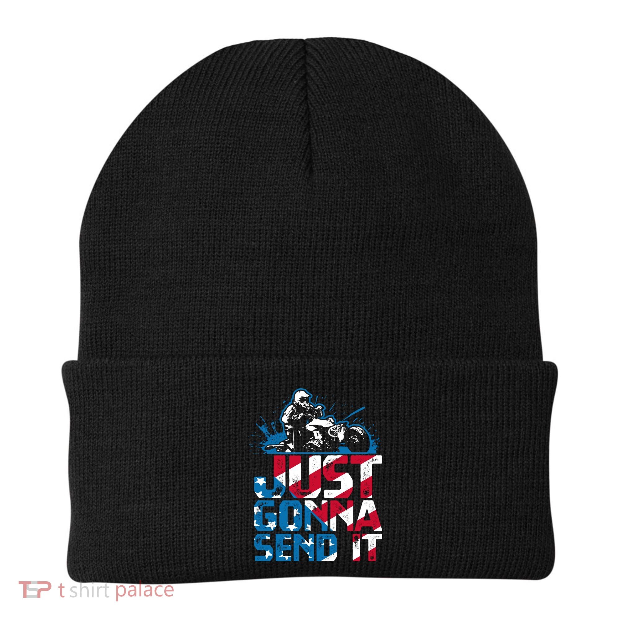 Just Gonna Send It Gift Patriotic American Flag Quad Atv Gift Beanie