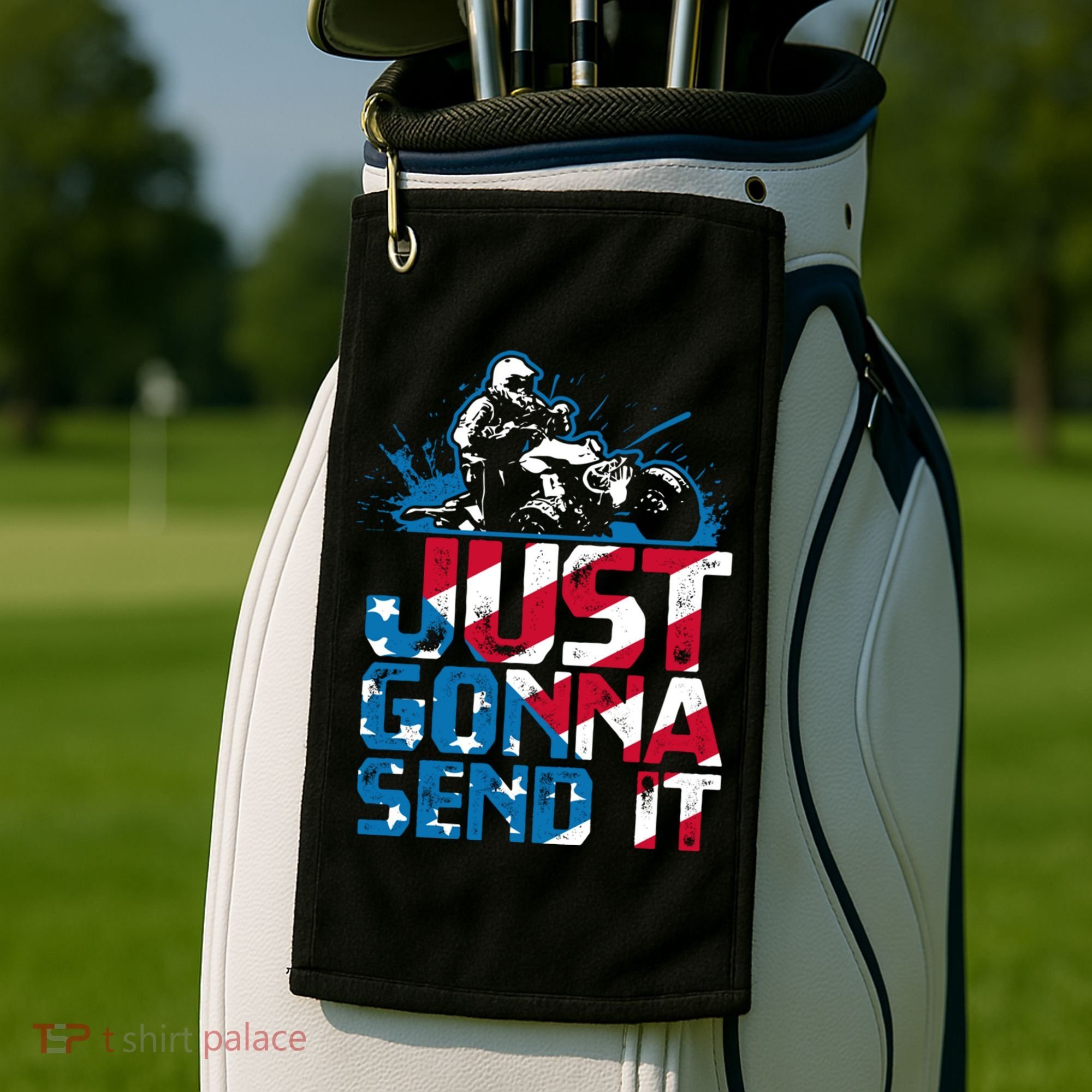 Just Gonna Send It Gift Patriotic American Flag Quad Atv Gift Golf Towel