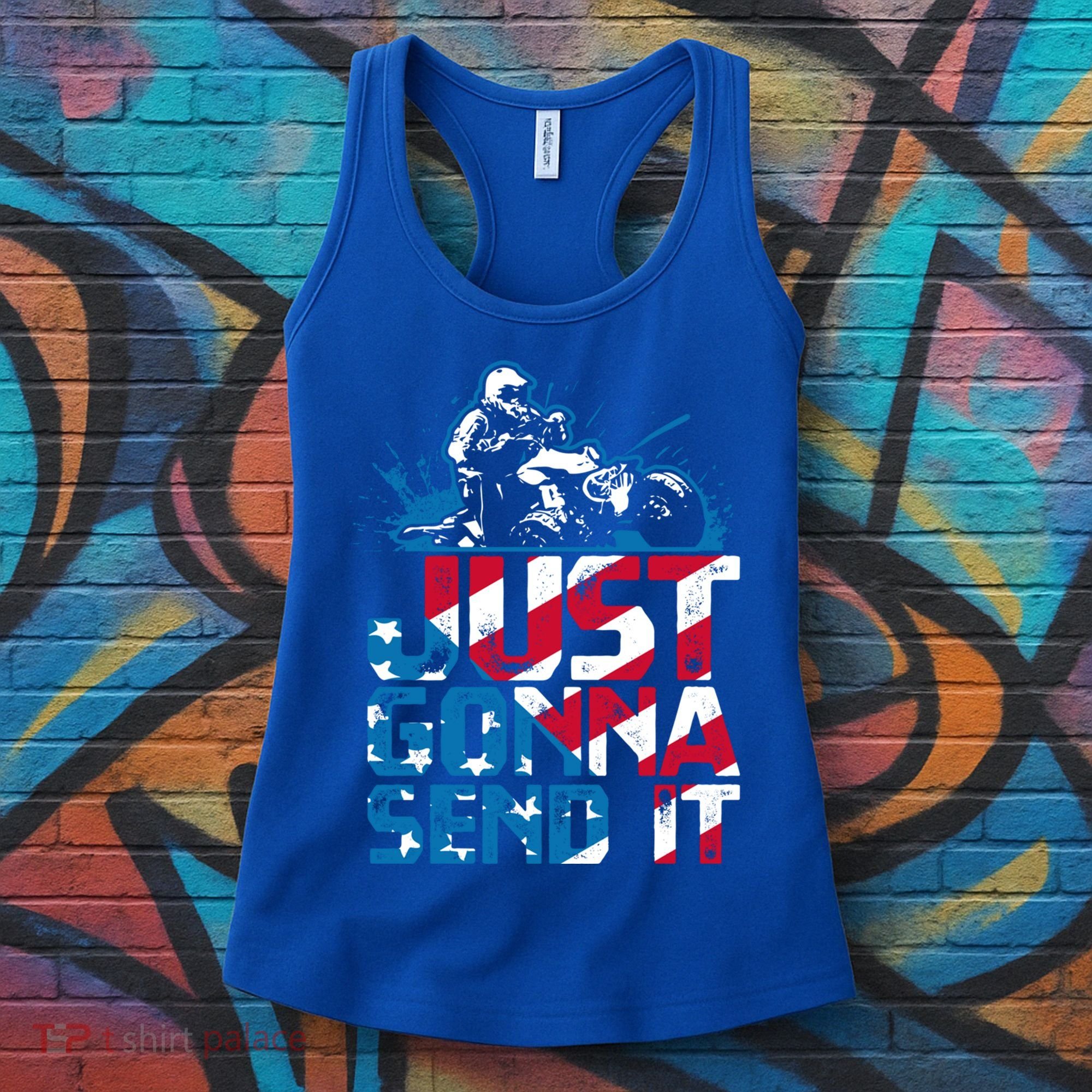Just Gonna Send It Gift Patriotic American Flag Quad Atv Gift Women's Tank Top