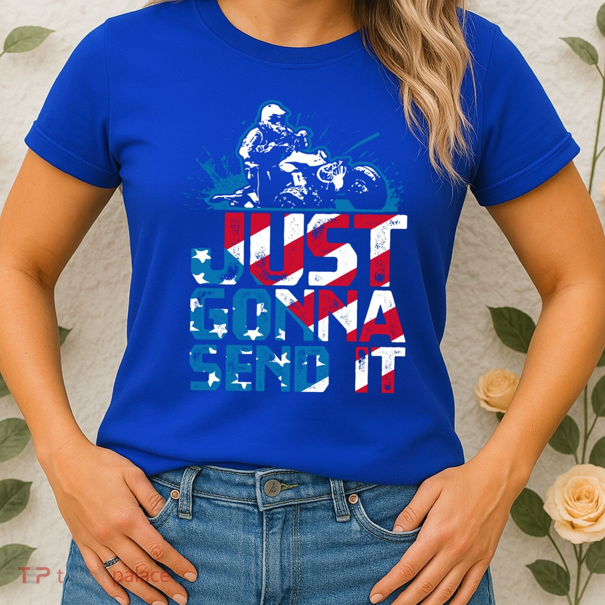 Just Gonna Send It Gift Patriotic American Flag Quad Atv Gift Women's T-Shirt