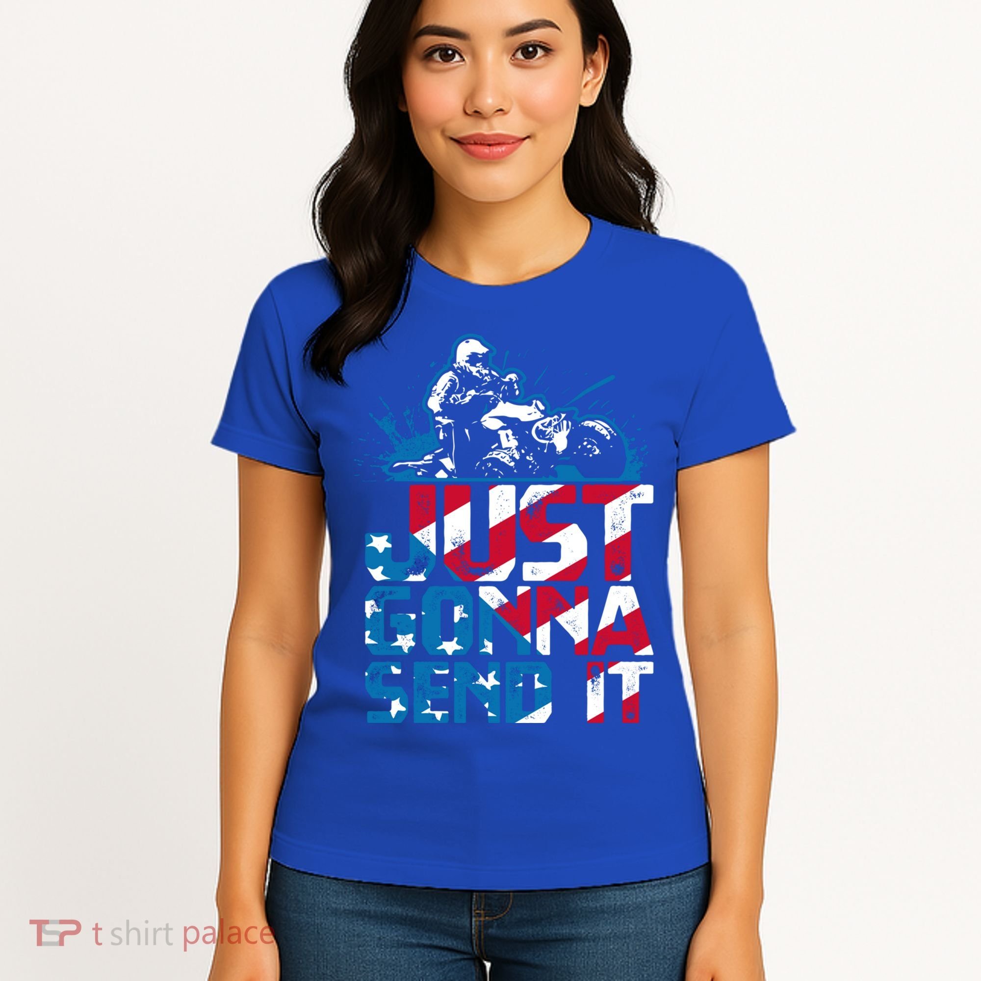Just Gonna Send It Gift Patriotic American Flag Quad Atv Gift Women's T-Shirt