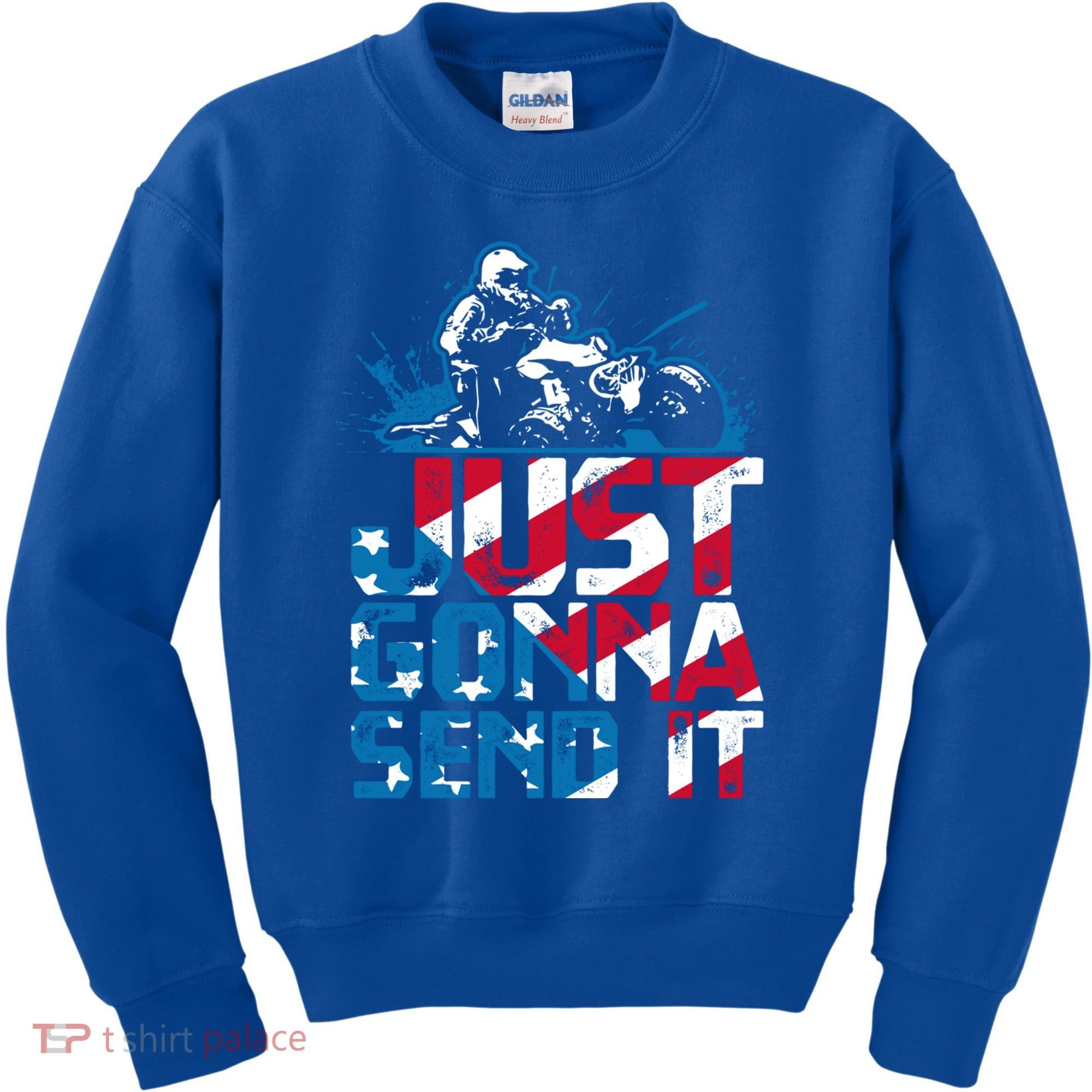 Just Gonna Send It Gift Patriotic American Flag Quad Atv Gift Kids Sweatshirt