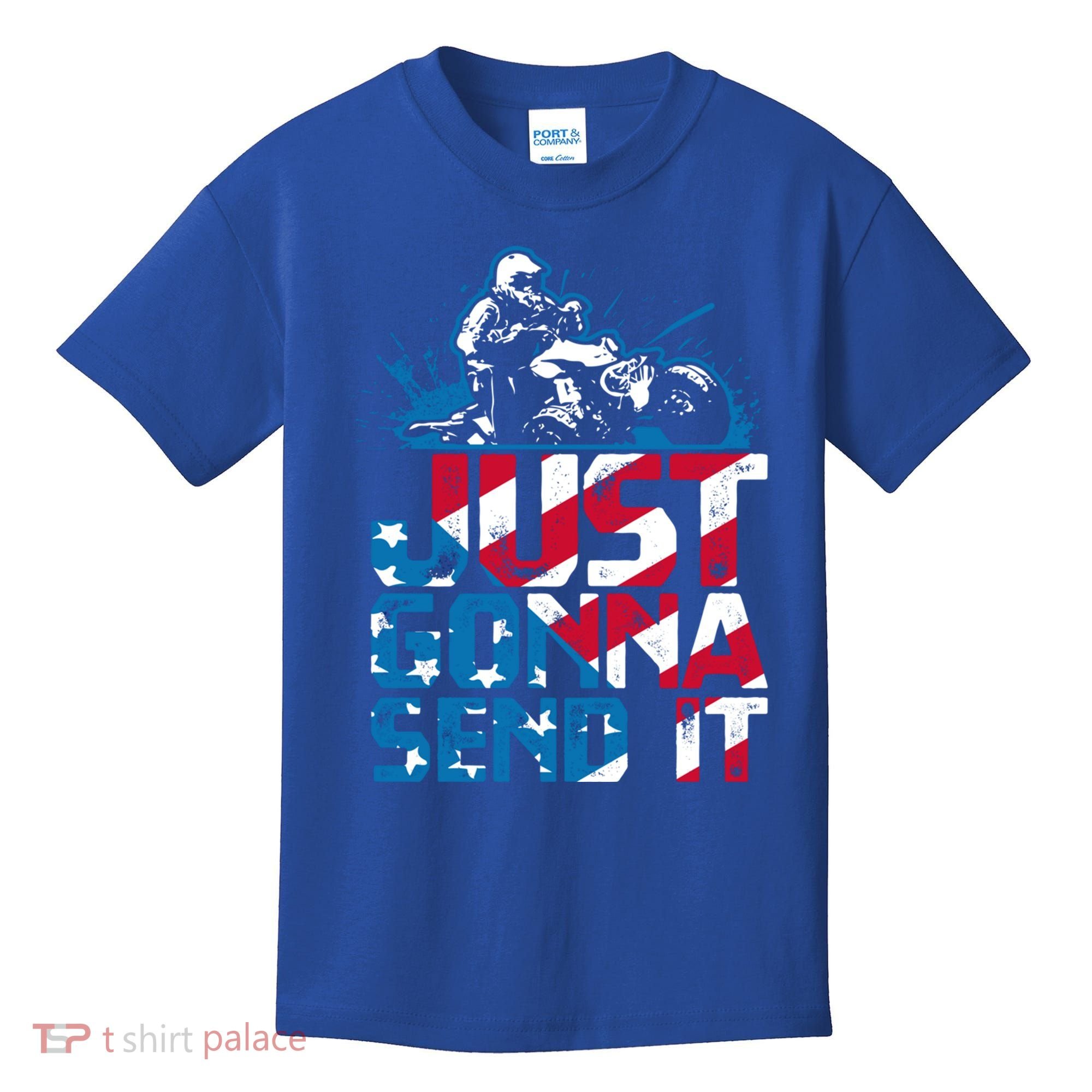 Just Gonna Send It Gift Patriotic American Flag Quad Atv Gift Kids T-Shirt
