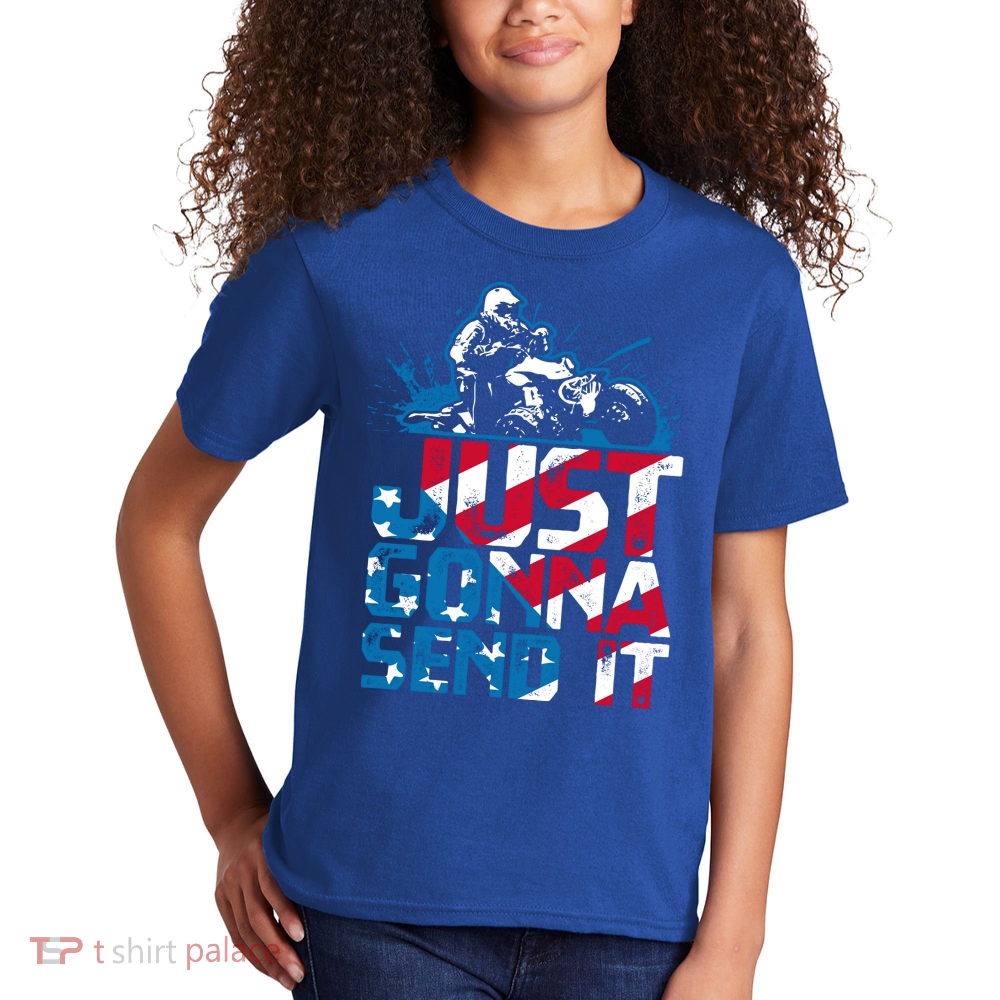 Just Gonna Send It Gift Patriotic American Flag Quad Atv Gift Kids T-Shirt