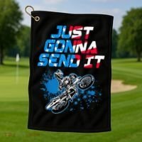 Just Gonna Send It Motocross Dirt Bike Tee Golf Towel thumb 1