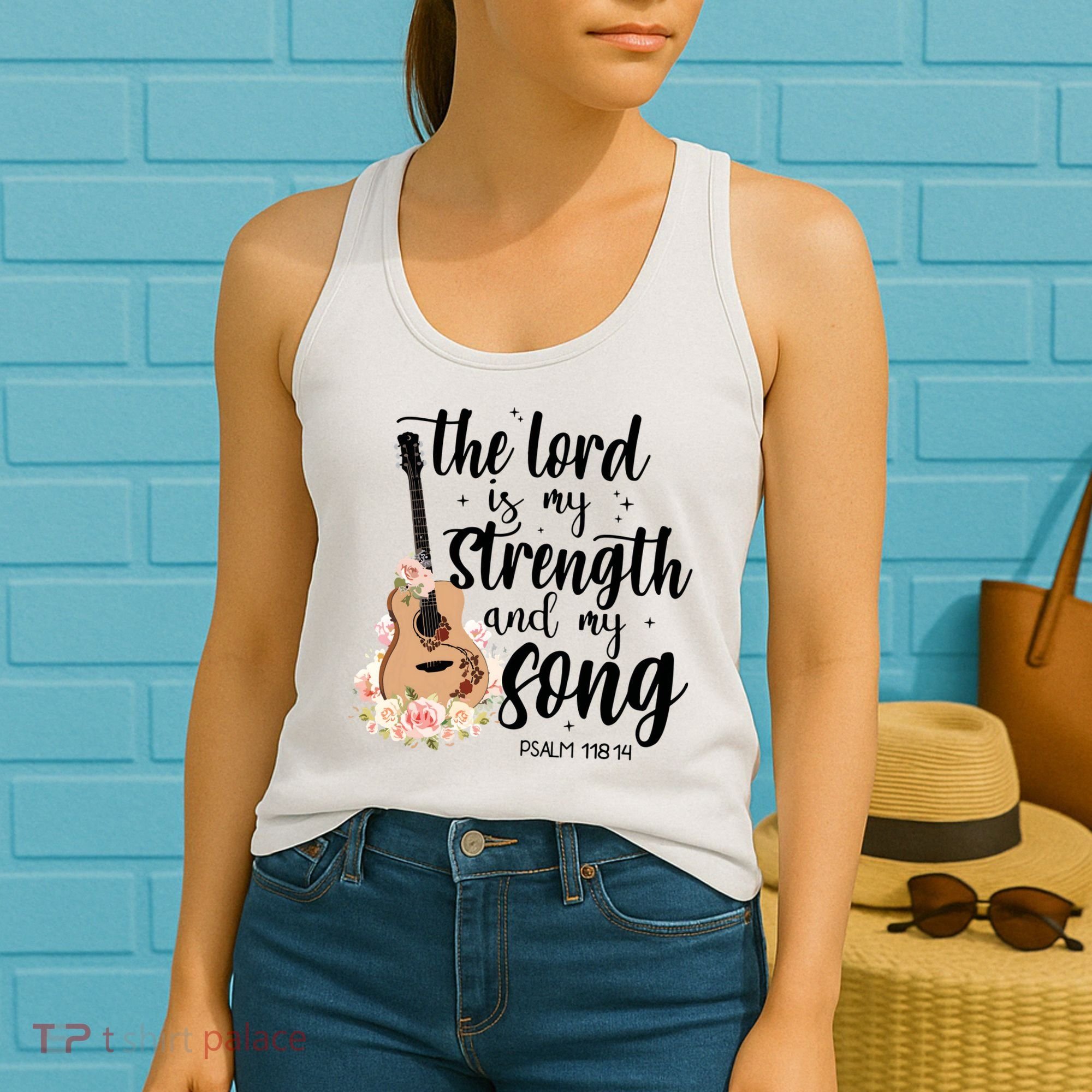 Jesus Guitar The Lord Is My Strength My Song Women's Tank Top