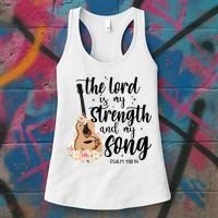 Jesus Guitar The Lord Is My Strength My Song Women's Tank Top thumb 3