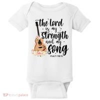 Jesus Guitar The Lord Is My Strength My Song Baby Bodysuit thumb 0