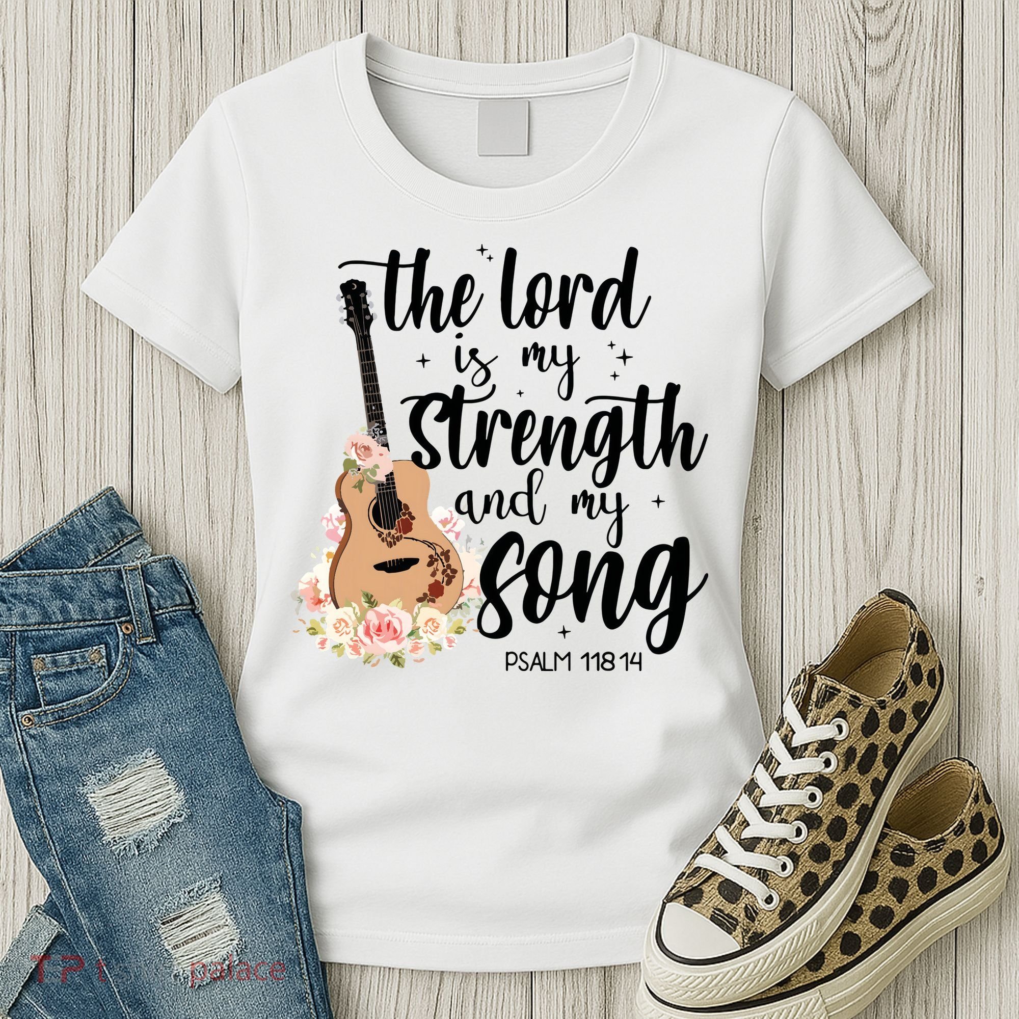 Jesus Guitar The Lord Is My Strength My Song Women's T-Shirt