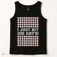 Just Hit 100 Days Of School Baseball Teacher Boys 100th Day Tank Top thumb 2