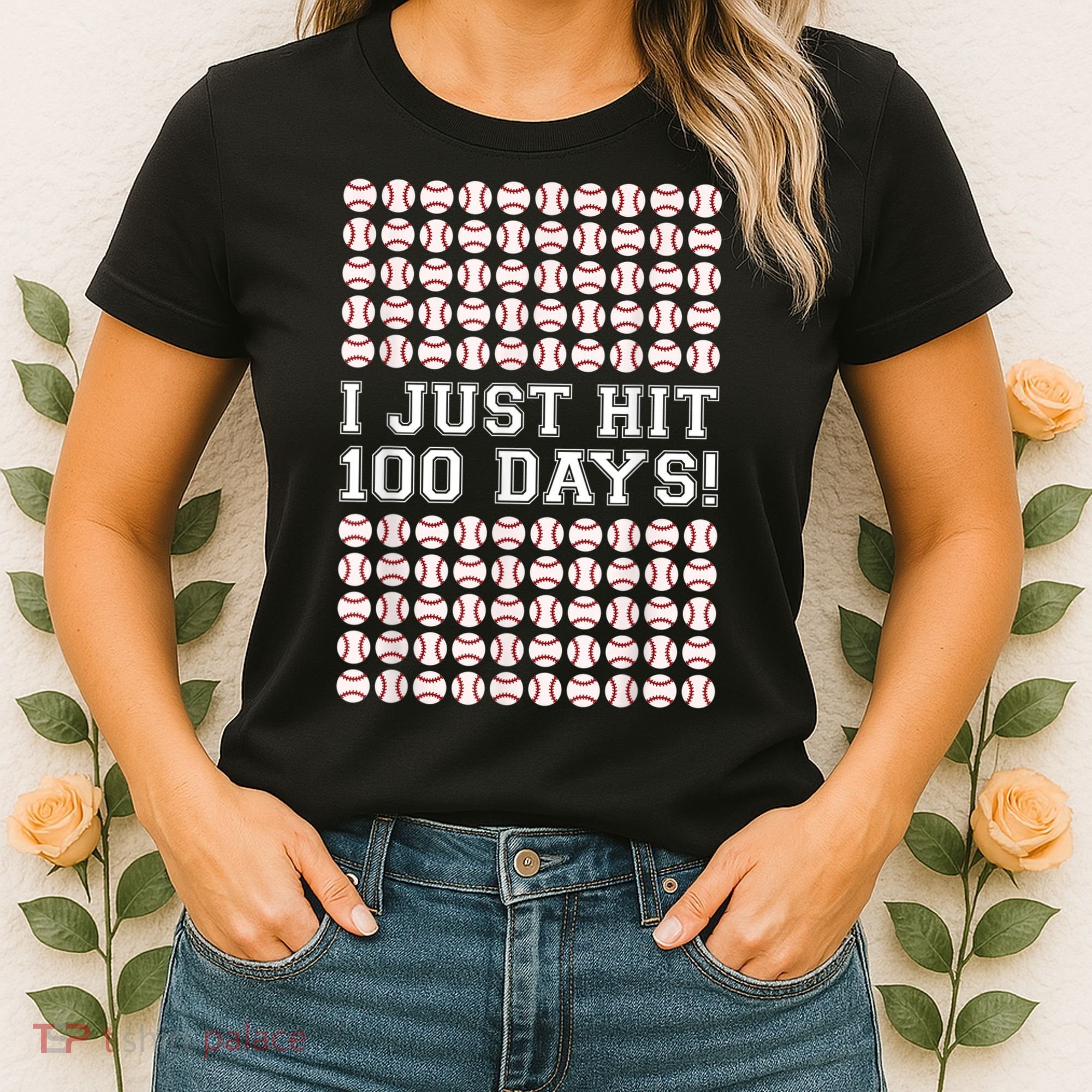 Just Hit 100 Days Of School Baseball Teacher Boys 100th Day Women's T-Shirt