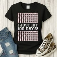 Just Hit 100 Days Of School Baseball Teacher Boys 100th Day Women's T-Shirt thumb 3