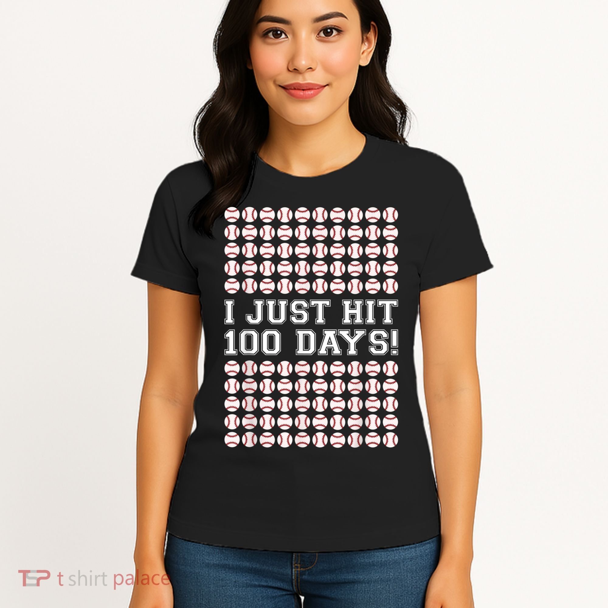 Just Hit 100 Days Of School Baseball Teacher Boys 100th Day Women's T-Shirt