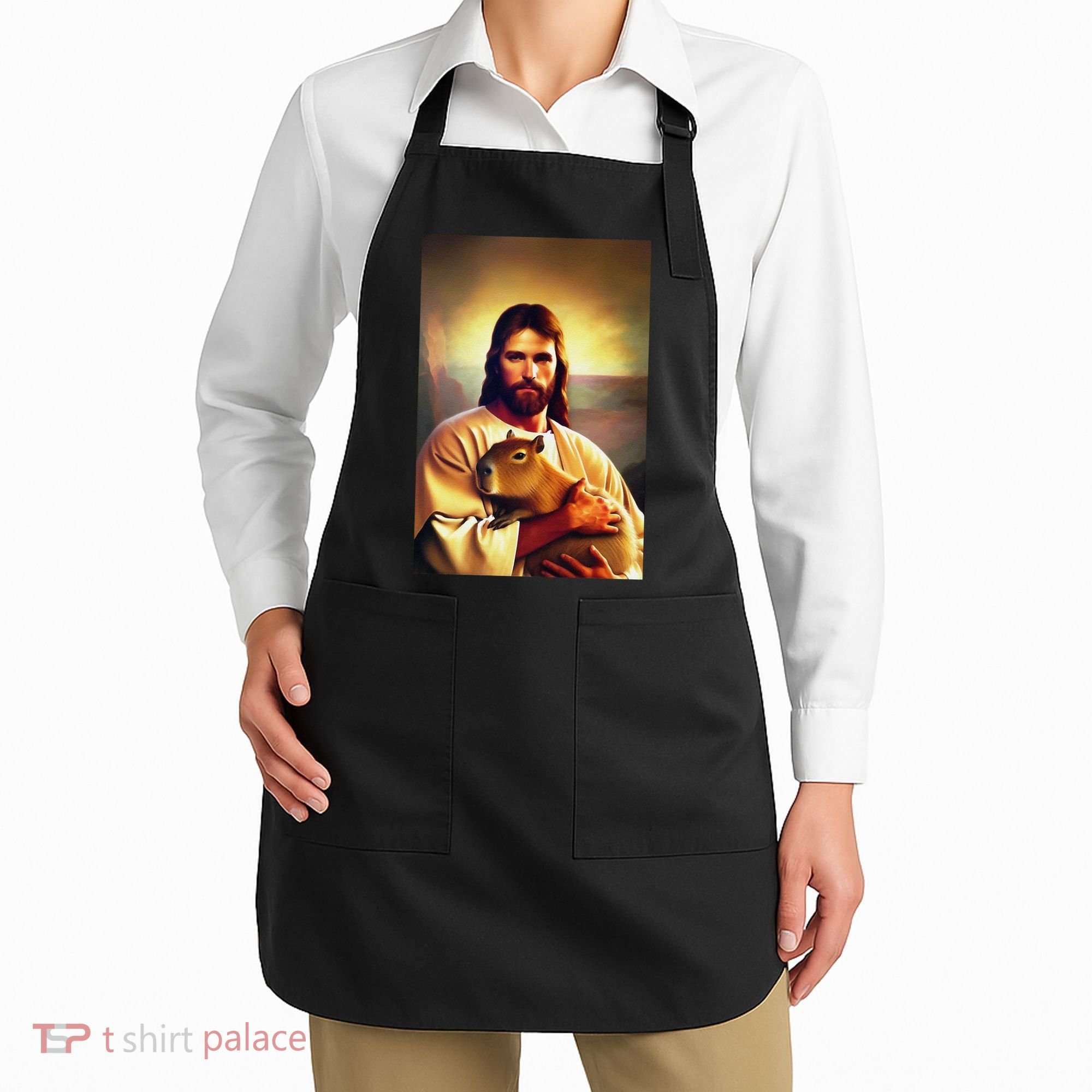 Jesus Holding A Capybara Apron