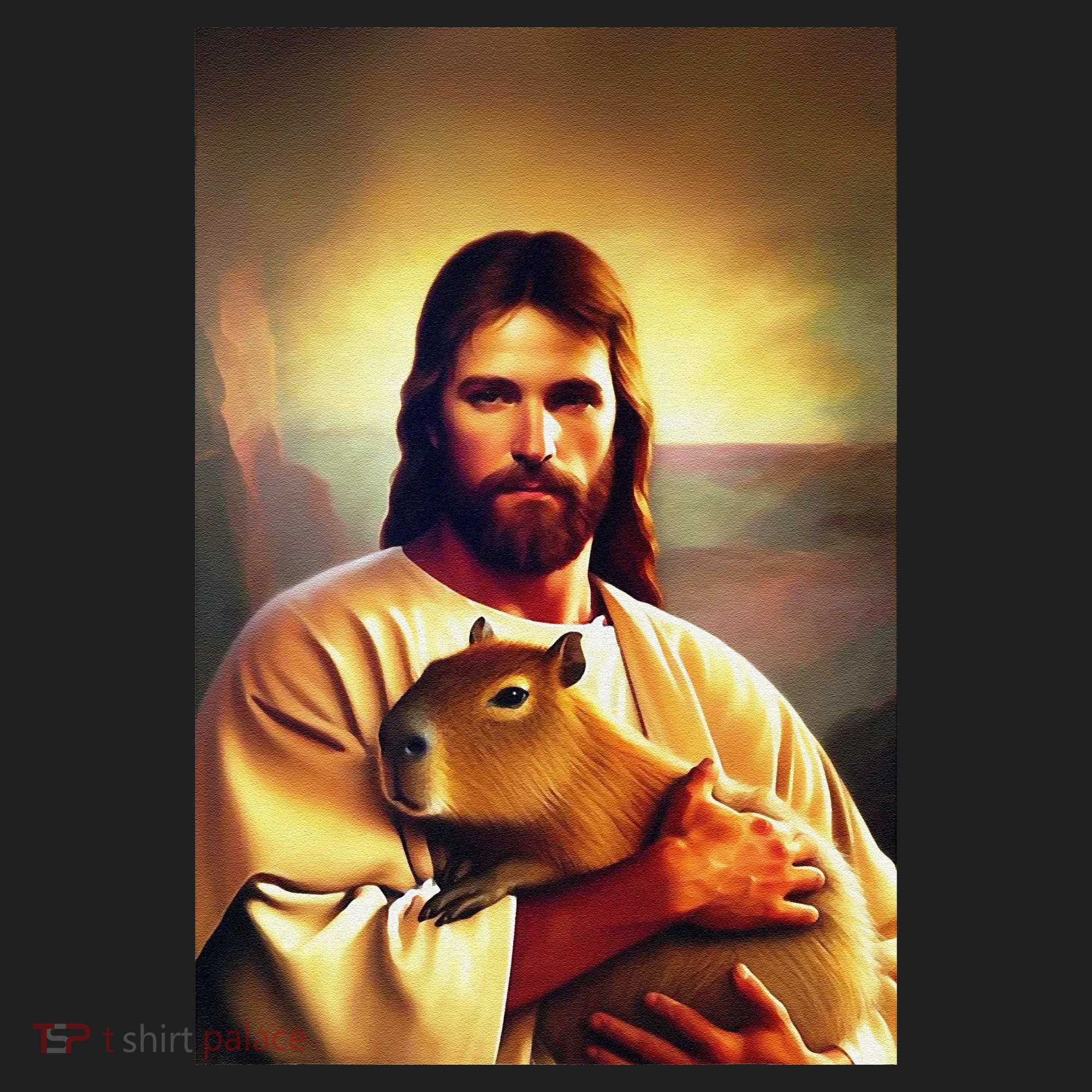 Jesus Holding A Capybara Beanie