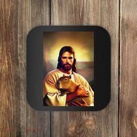 Jesus Holding A Capybara Coaster thumb 0