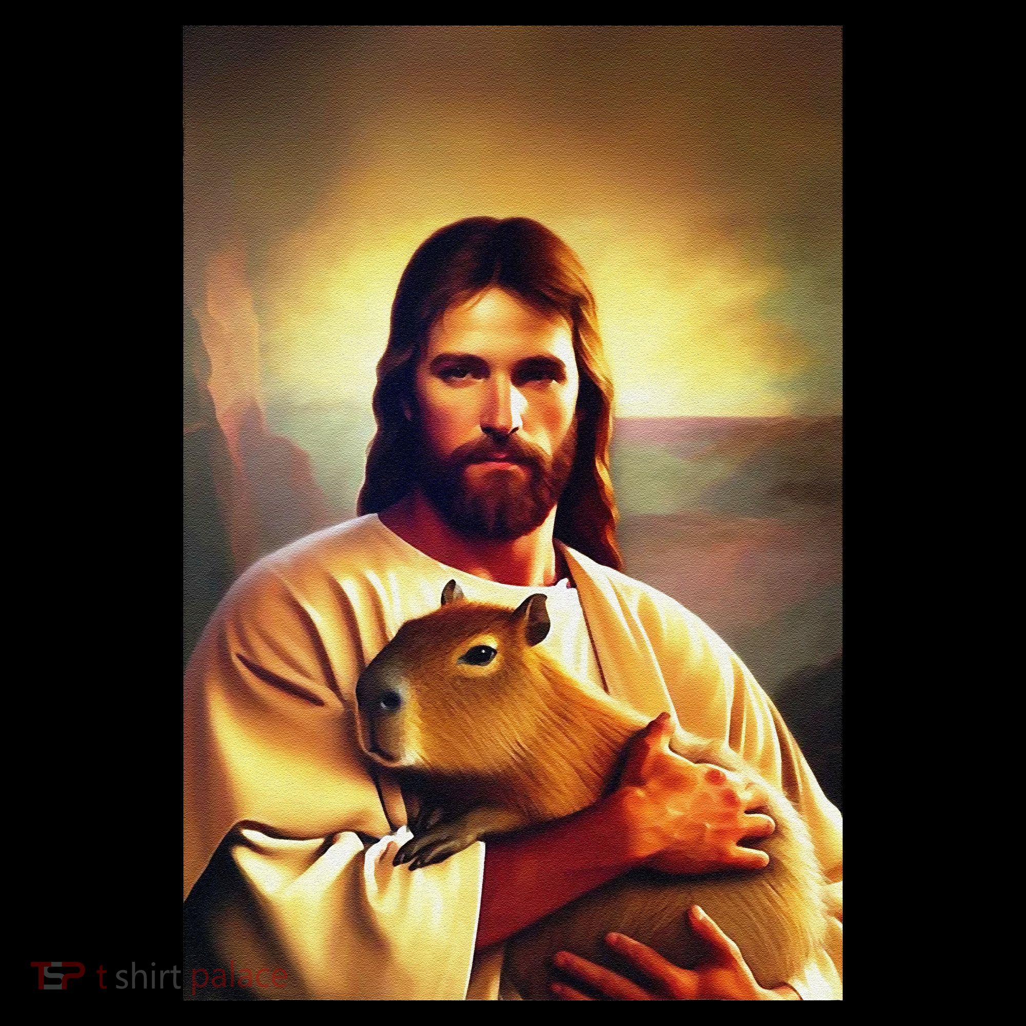 Jesus Holding A Capybara Women's Hoodie