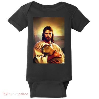 Jesus Holding A Capybara Baby Bodysuit