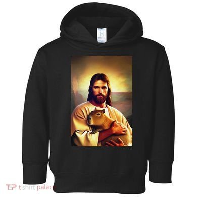 Jesus Holding A Capybara Toddler Hoodie