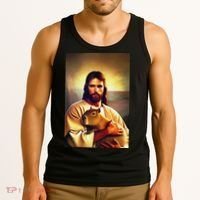 Jesus Holding A Capybara Tank Top thumb 3