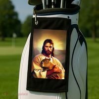 Jesus Holding A Capybara Golf Towel thumb 2