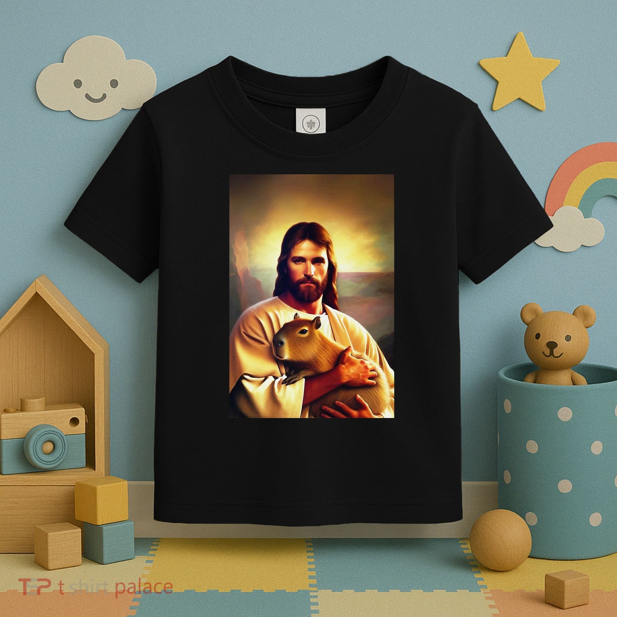 Jesus Holding A Capybara Toddler T-Shirt