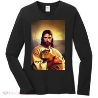 Jesus Holding A Capybara Women's Long Sleeve Shirt thumb 0