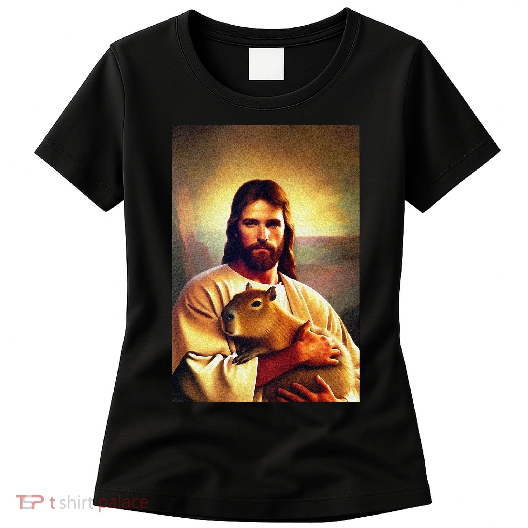 Jesus Holding A Capybara Women's T-Shirt
