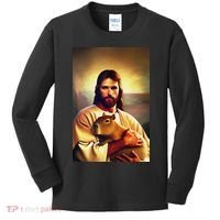 Jesus Holding A Capybara Kids Long Sleeve Shirt thumb 0