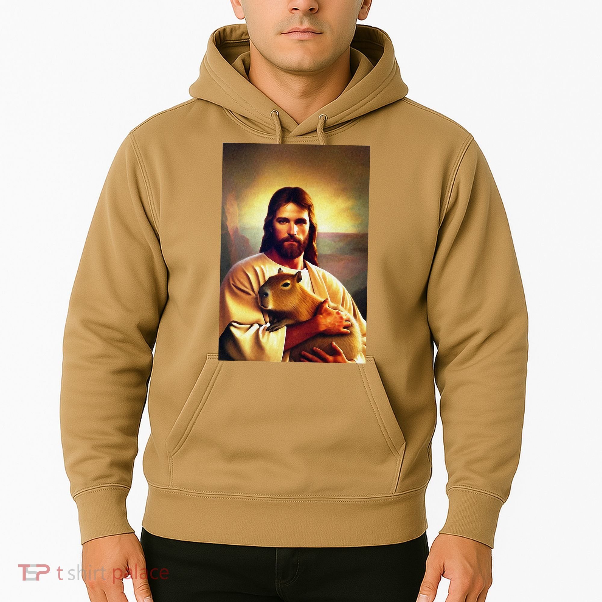 Jesus Holding A Capybara Hoodie