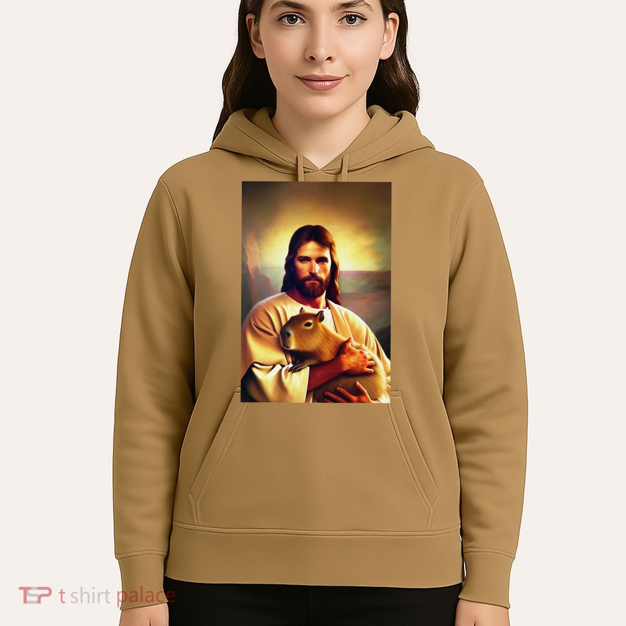 Jesus Holding A Capybara Hoodie