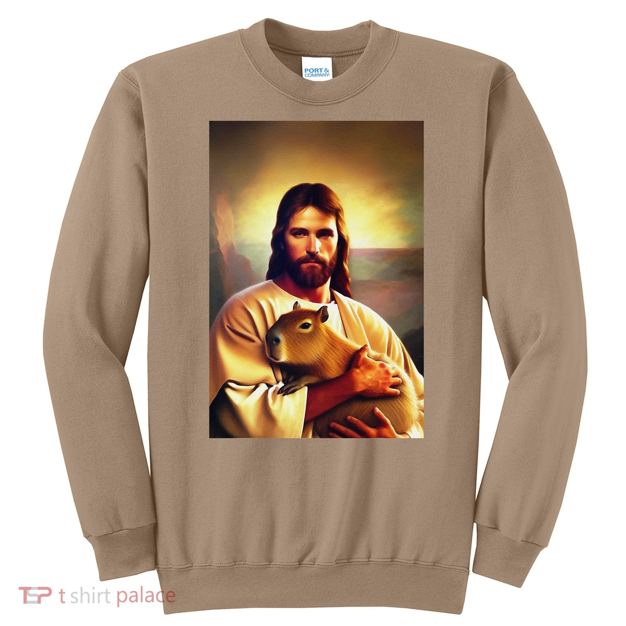 Jesus Holding A Capybara Sweatshirt
