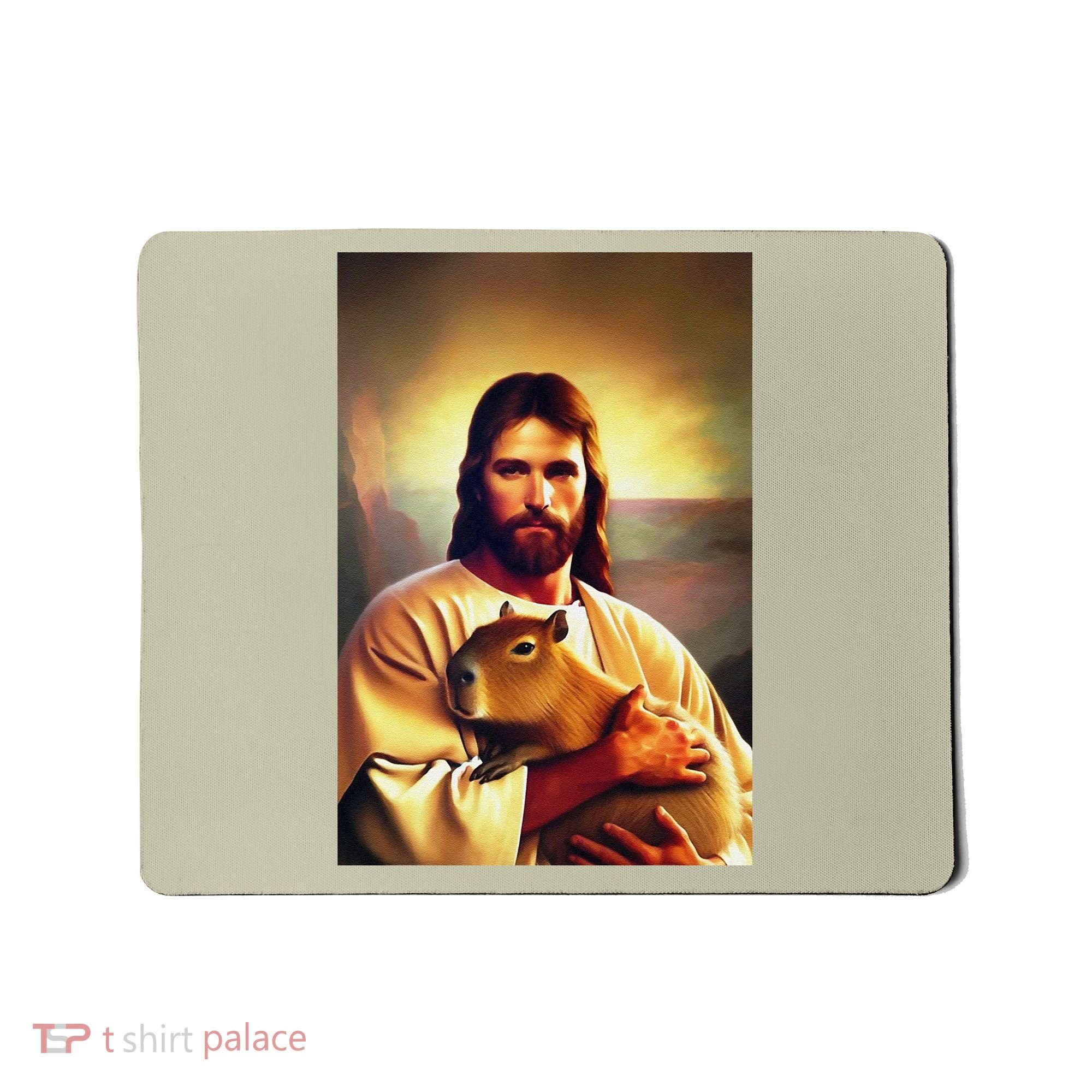 Jesus Holding A Capybara Mousepad