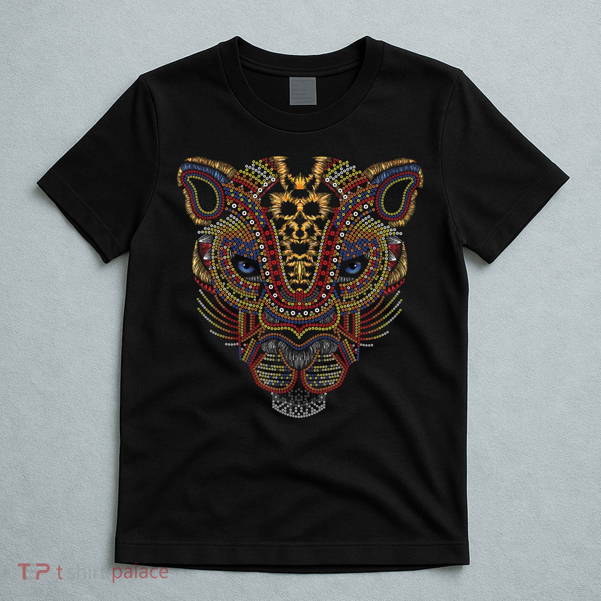 Jaguar Head Art Huichol Face Mexico Aztec Mayas For Big Cats T-Shirt