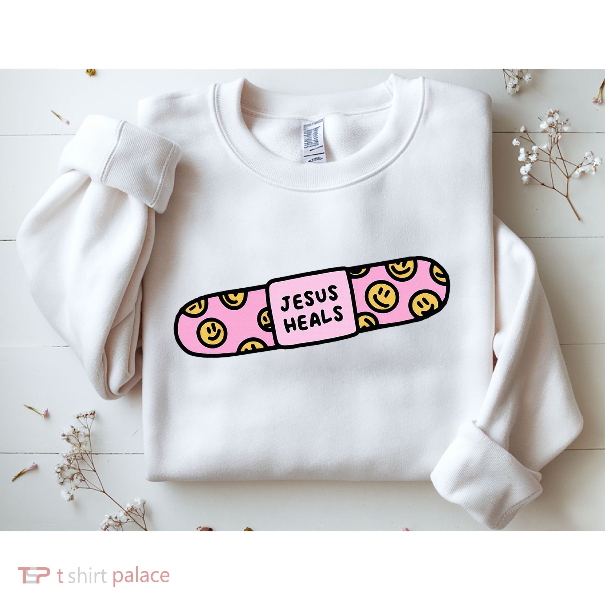 Jesus Heals Bandaid Christian Faith Healing Bible Verse Sweatshirt