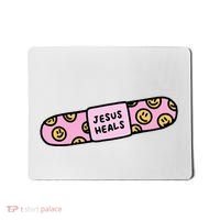 Jesus Heals Bandaid Christian Faith Healing Bible Verse Mousepad thumb 0