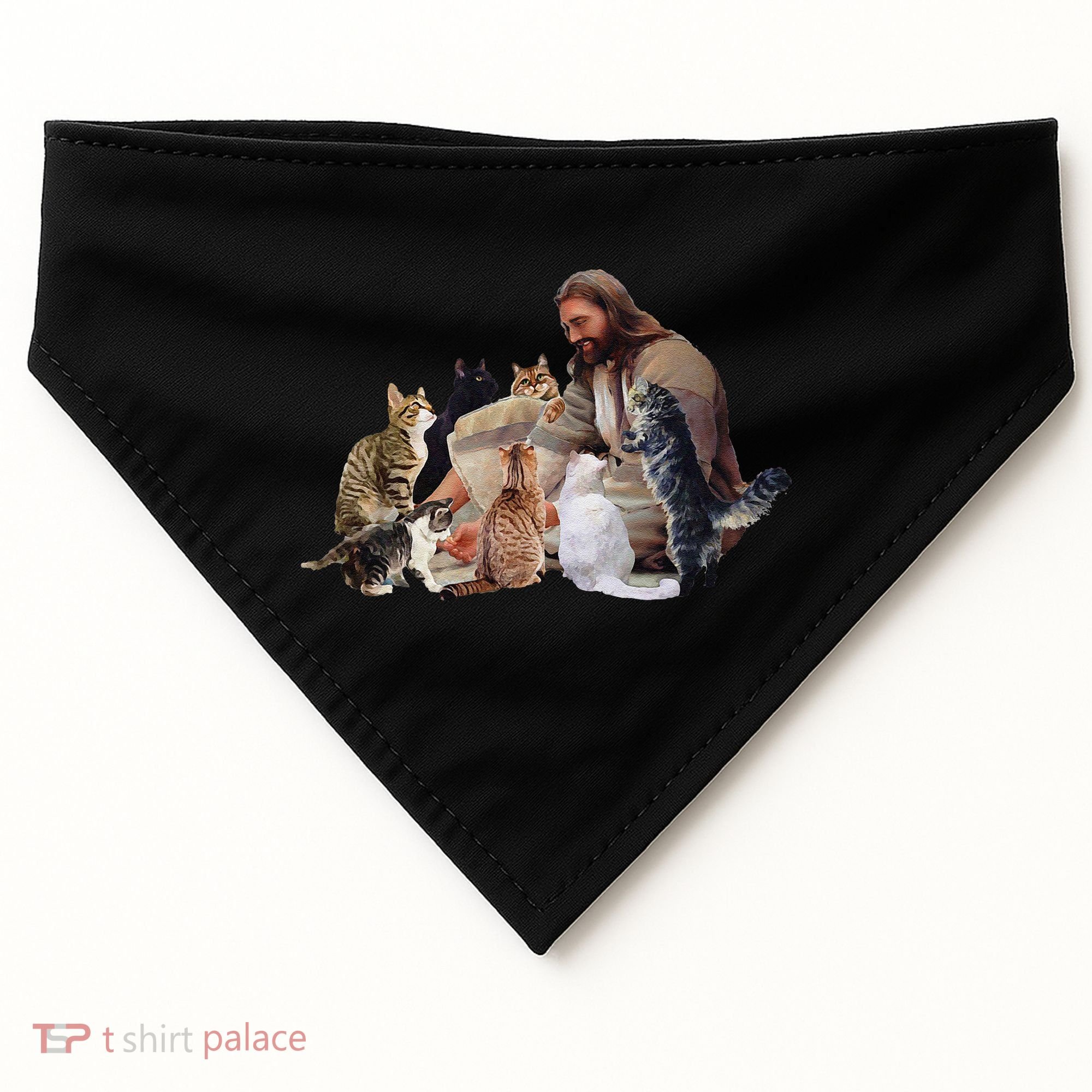 Jesus Hugs Cats Funny Cats USA-Made Doggie Bandana