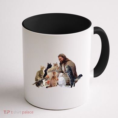 Jesus Hugs Cats Funny Cats Coffee Mug back