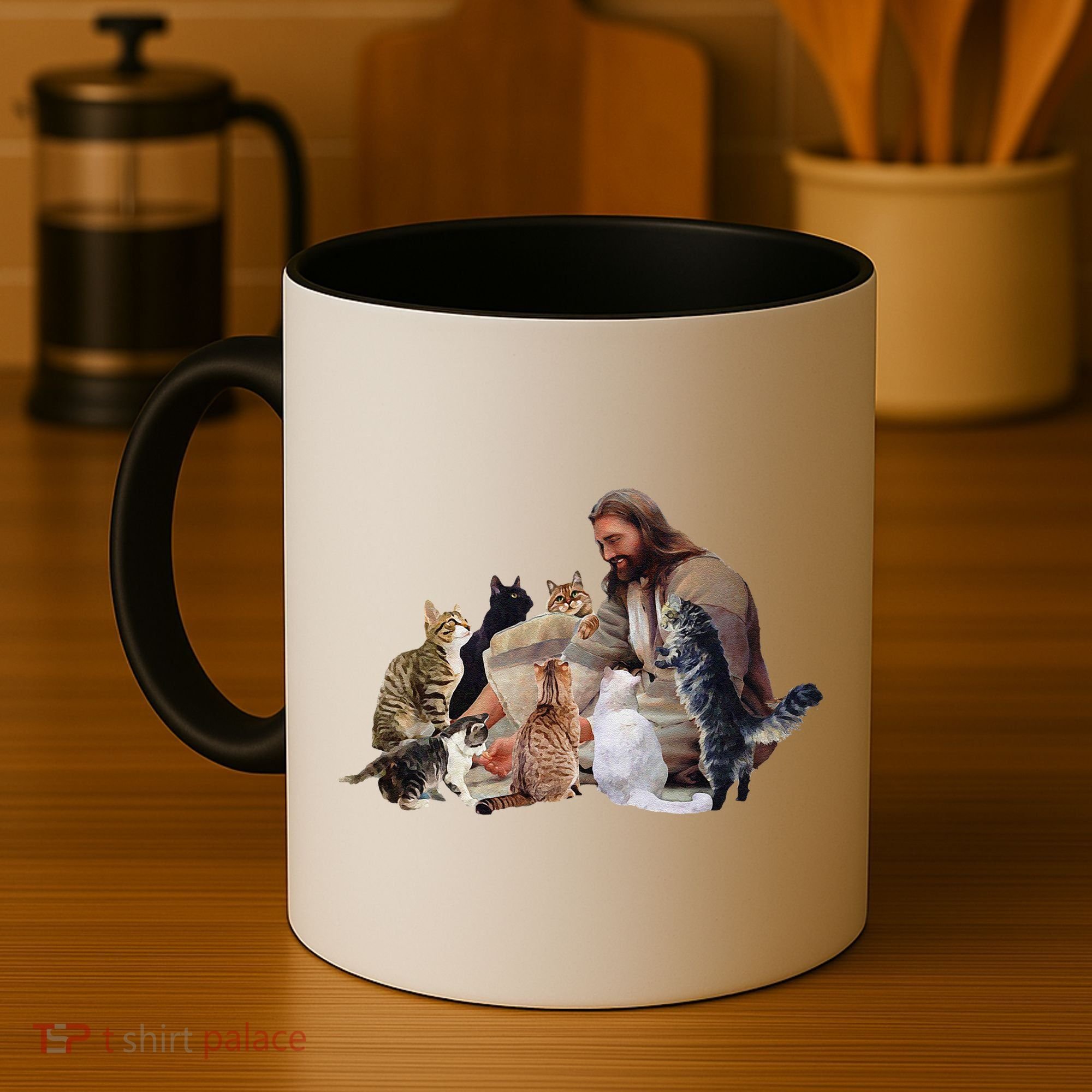Jesus Hugs Cats Funny Cats Coffee Mug