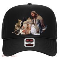 Jesus Hugs Cats Funny Cats Hat thumb 0