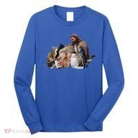 Jesus Hugs Cats Funny Cats Long Sleeve Shirt thumb 0