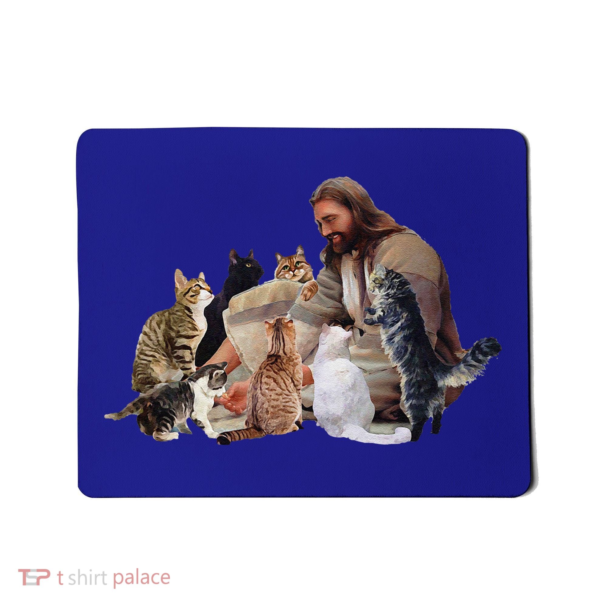Jesus Hugs Cats Funny Cats Mousepad